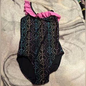 Girls Peace sign bathing suit.